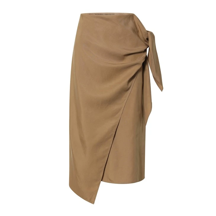 Brown Skirt With Bow Detail